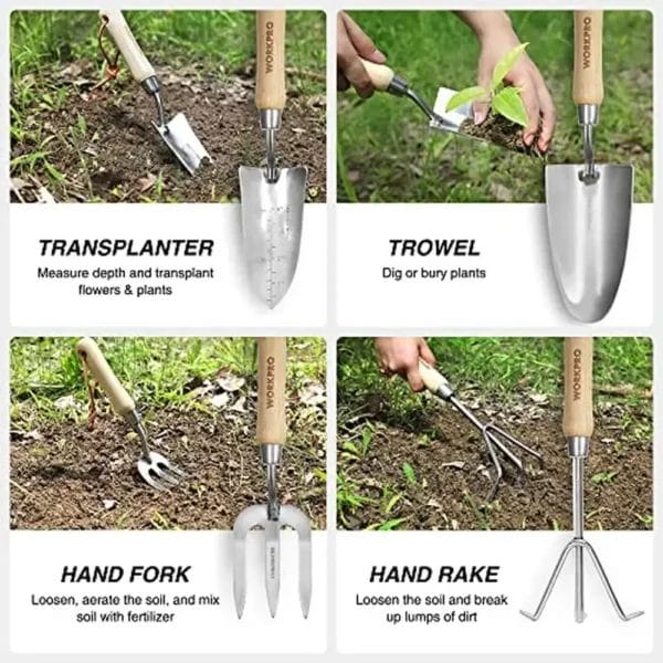 Gardening Kit - Stainless Steel Tools with Tote Bag - Image 4