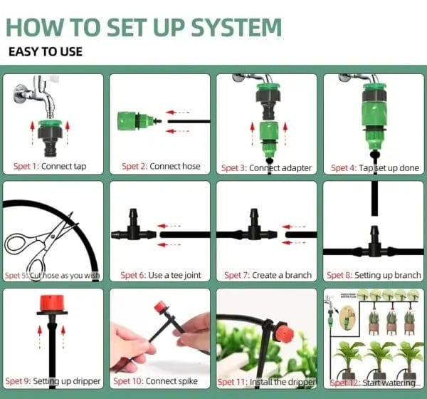 Gardening Kit Drip Irrigation System with 1/4" Nozzles - Image 4