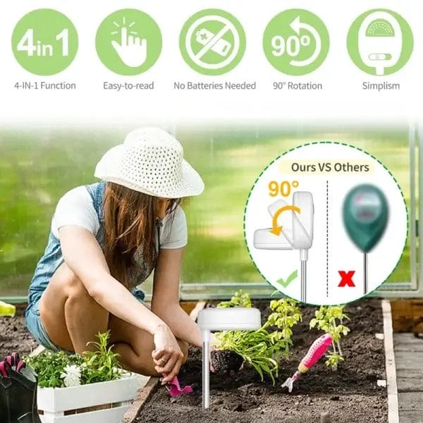 Gardening Kit: 4-in-1 Soil Moisture & PH Tester - Image 2