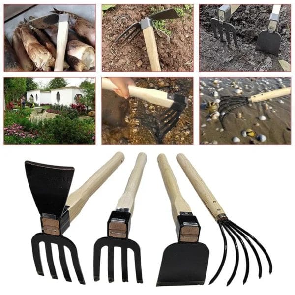 Gardening Kit: Wooden Handle Hoe & Cultivator - Image 4