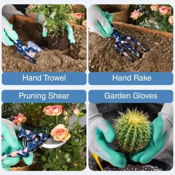 Gardening Kit 4PCS Aluminum Tools with Gloves and Box - Image 6