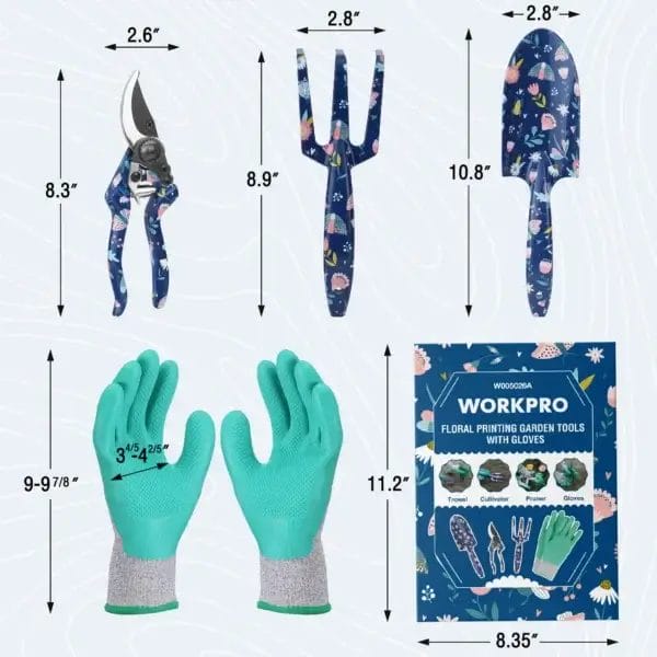 Gardening Kit 4PCS Aluminum Tools with Gloves and Box - Image 2