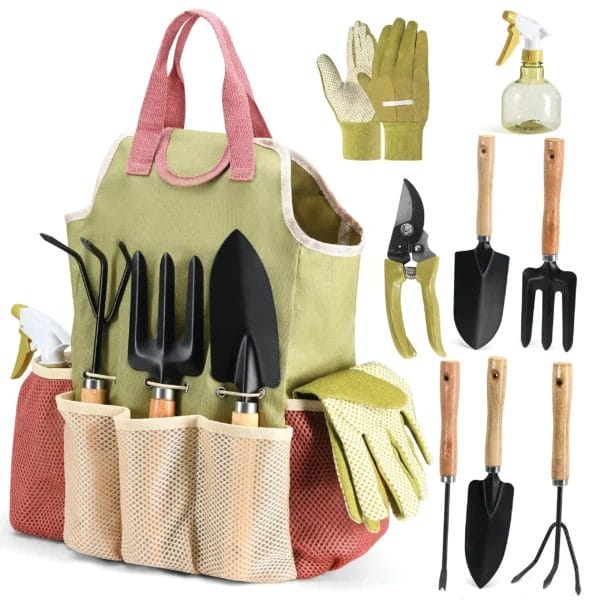 Gardening Kit: 10-Piece Tool Set with Bag and Gloves