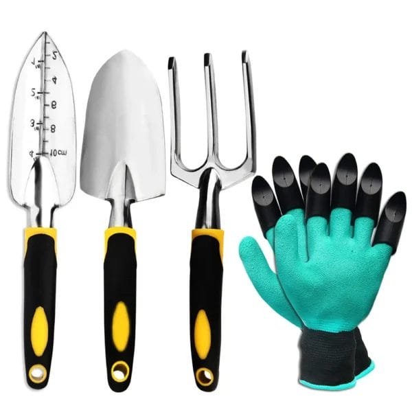 4-Pack Gardening Kit with Trowel, Cultivator, Gloves